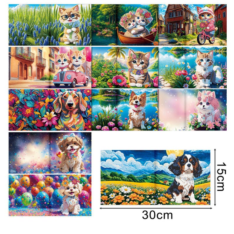 DIY Diamond Painting Cross Greeting Cards, Handmade Craft Set with Envelopes 15x30cm