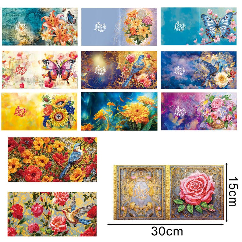 DIY Diamond Painting Cross Greeting Cards, Handmade Craft Set with Envelopes 15x30cm