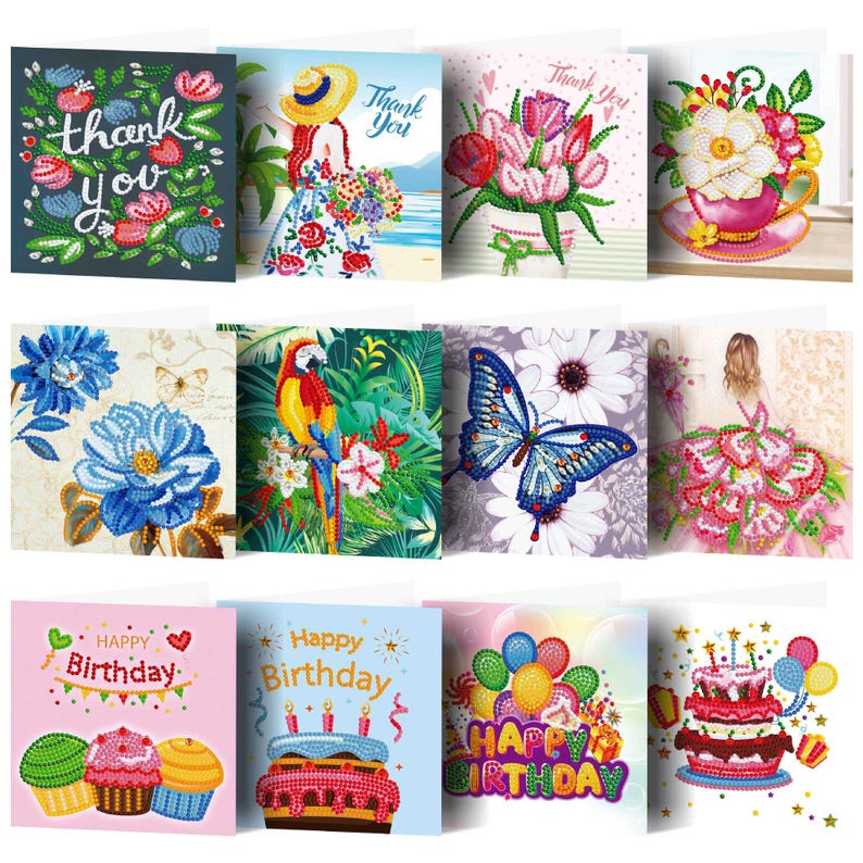 DIY Diamond Painting Cross Greeting Cards, Handmade Craft Set with Envelopes 15x30cm