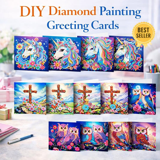 DIY Diamond Painting Cross Greeting Cards, Handmade Craft Set with Envelopes 15x30cm