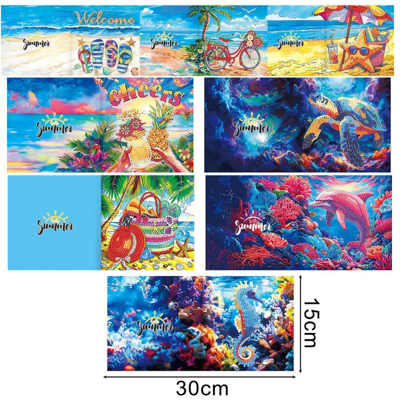 DIY Diamond Painting Cross Greeting Cards, Handmade Craft Set with Envelopes 15x30cm
