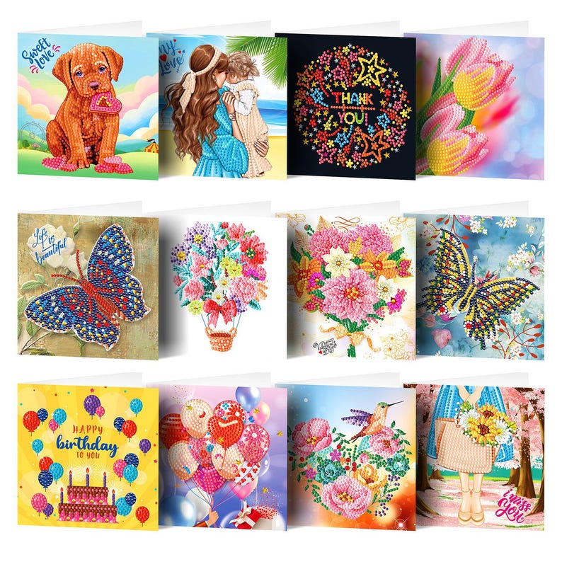 DIY Diamond Painting Cross Greeting Cards, Handmade Craft Set with Envelopes 15x30cm
