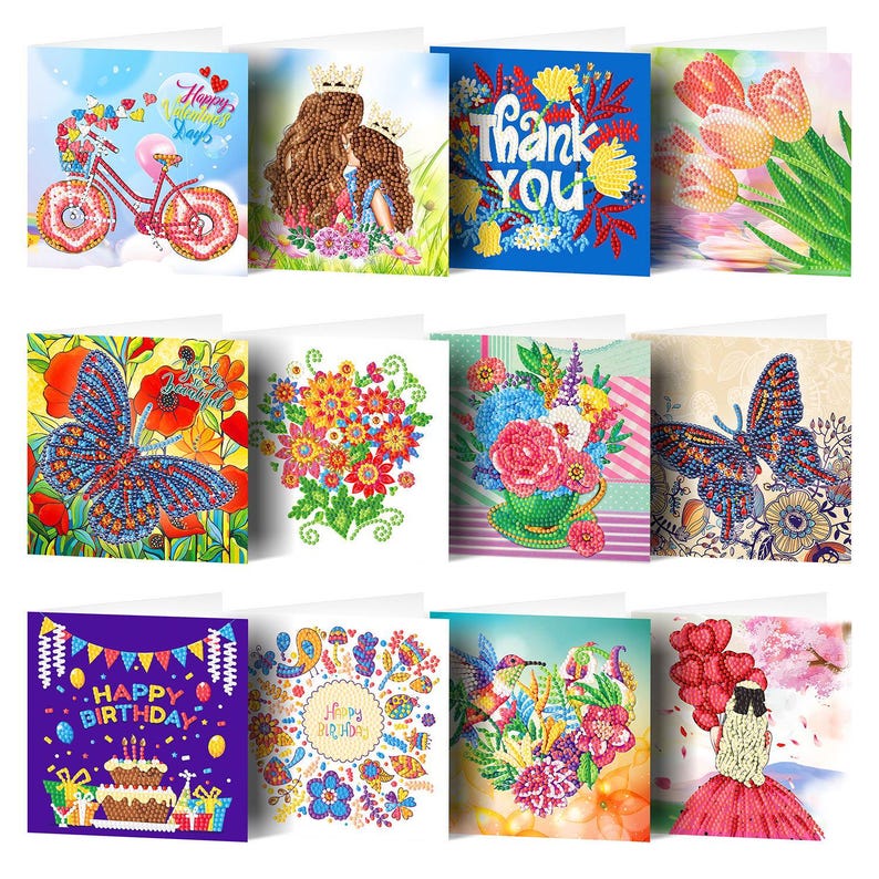 DIY Diamond Painting Cross Greeting Cards, Handmade Craft Set with Envelopes 15x30cm