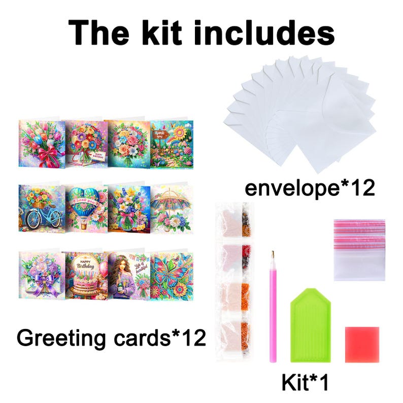 DIY Diamond Painting Greeting Cards Kit, Handmade Craft Cards with Envelopes