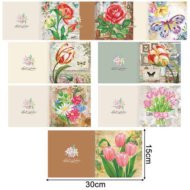 DIY Diamond Painting Greeting Cards Kit, Handmade Craft Cards with Envelopes