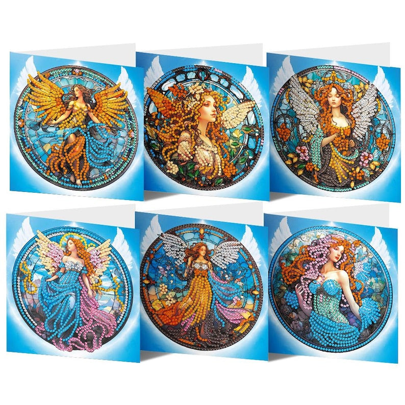Fantasy Fairy Diamond Painting Greeting Cards Kit, Rhinestone Art Craft Cards (6x12in)