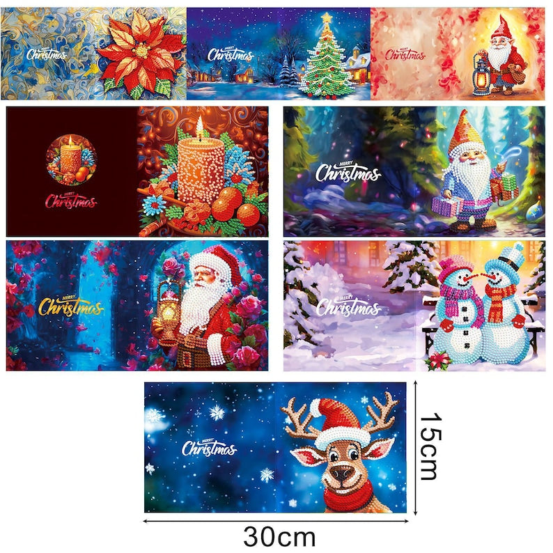 Christmas Diamond Painting Greeting Cards Kit, Festive 5D Art Cards with Envelopes