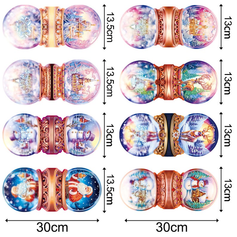 Christmas Diamond Painting Greeting Cards Kit, Festive 5D Art Cards with Envelopes