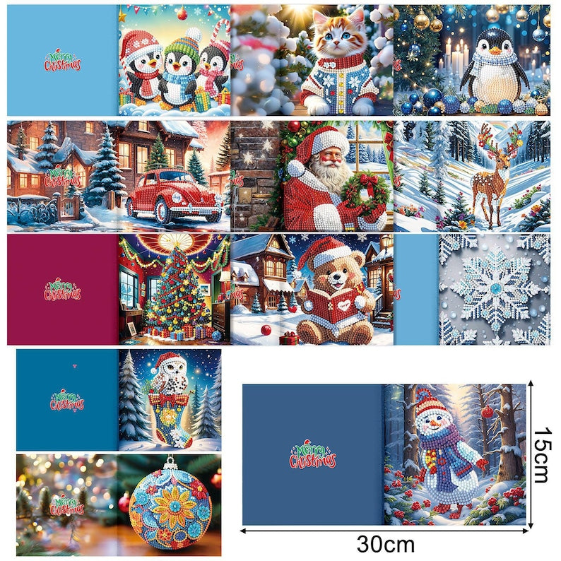 Christmas Diamond Painting Greeting Cards Kit, Festive 5D Art Cards with Envelopes