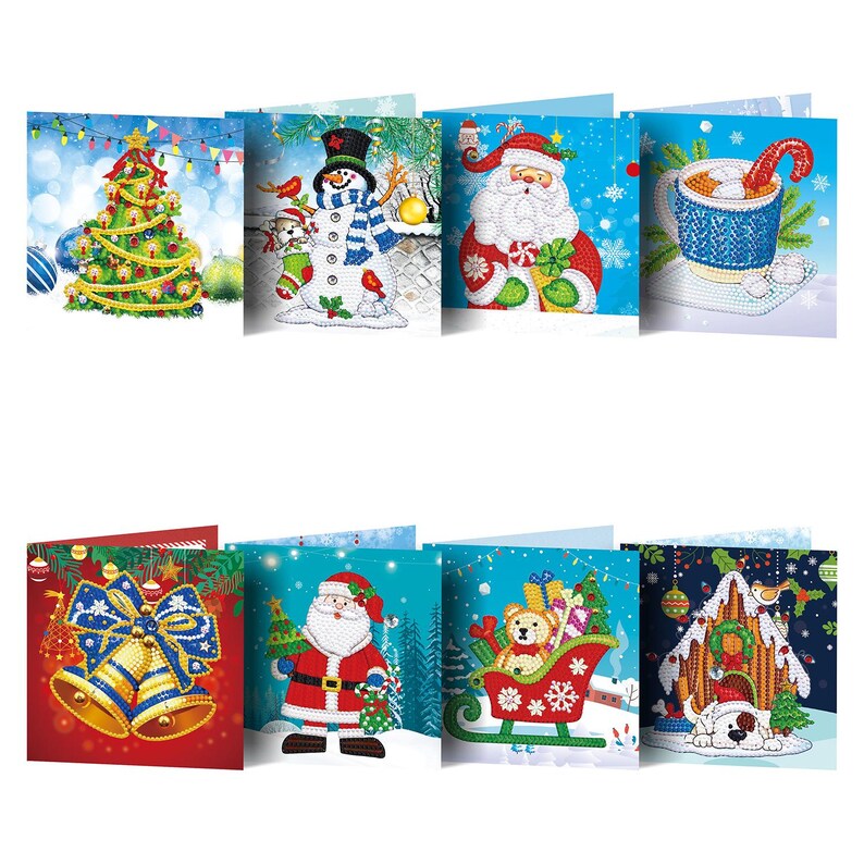 DIY Diamond Art Christmas Cards, Festive Holiday Craft Greeting Set (Includes Envelopes)
