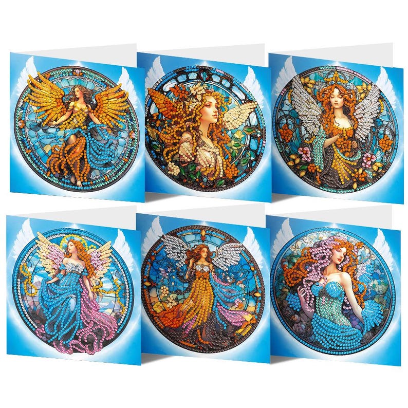 Christian Diamond Painting Greeting Cards Set, Religious DIY Craft Kit, Virgin Mary Cross Easter