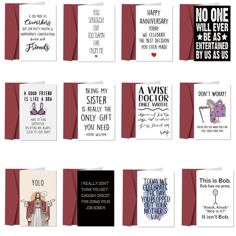 Funny Sarcastic Birthday Cards for Friends, Gag Joke Greeting Cards