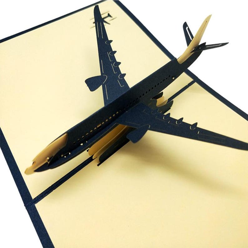 3D Airplane Pop Up Card, Handmade Aircraft Greeting, Vintage Plane Birthday (Kids, Aviation Lovers)