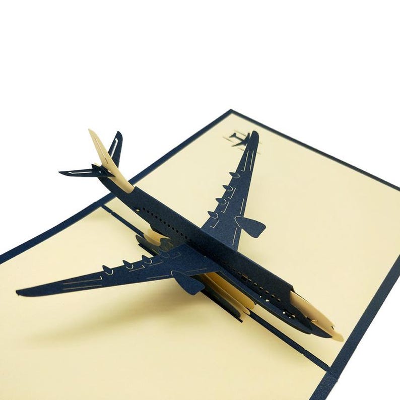 3D Airplane Pop Up Card, Handmade Aircraft Greeting, Vintage Plane Birthday (Kids, Aviation Lovers)