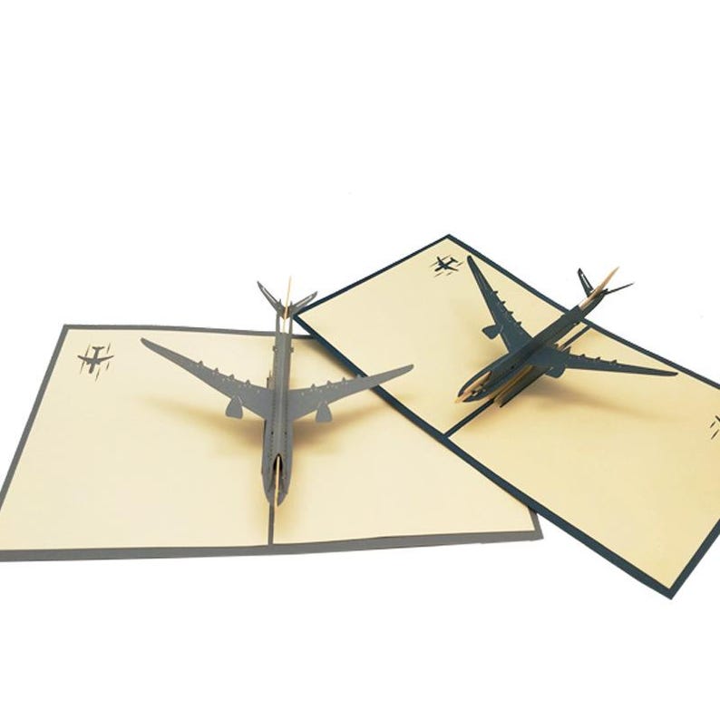 3D Airplane Pop Up Card, Handmade Aircraft Greeting, Vintage Plane Birthday (Kids, Aviation Lovers)