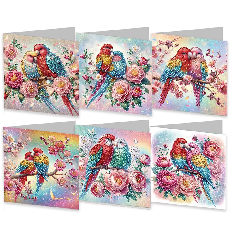 Diamond Painting Greeting Cards, Floral Tulips, Special Shape Drills (Set of 6)