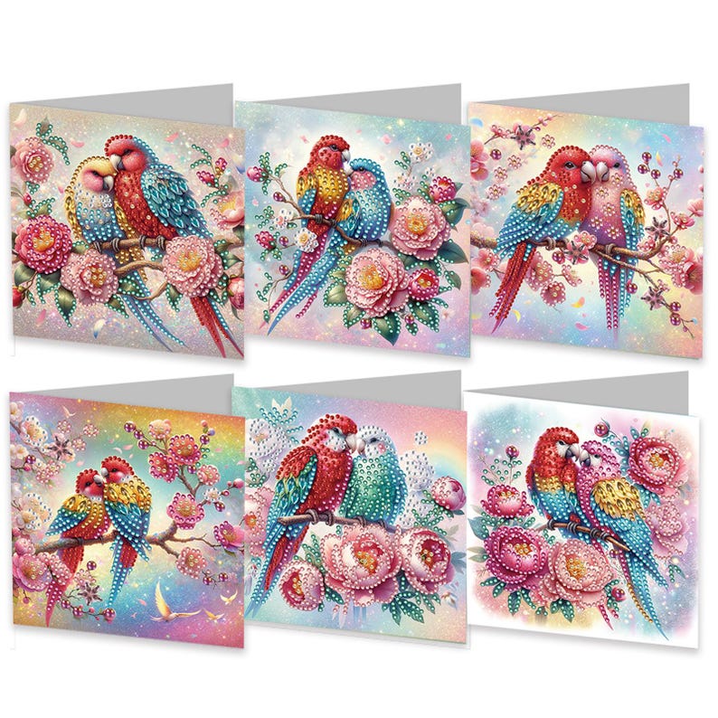 Diamond Painting Greeting Cards, Floral Tulips, Special Shape Drills (Set of 6)