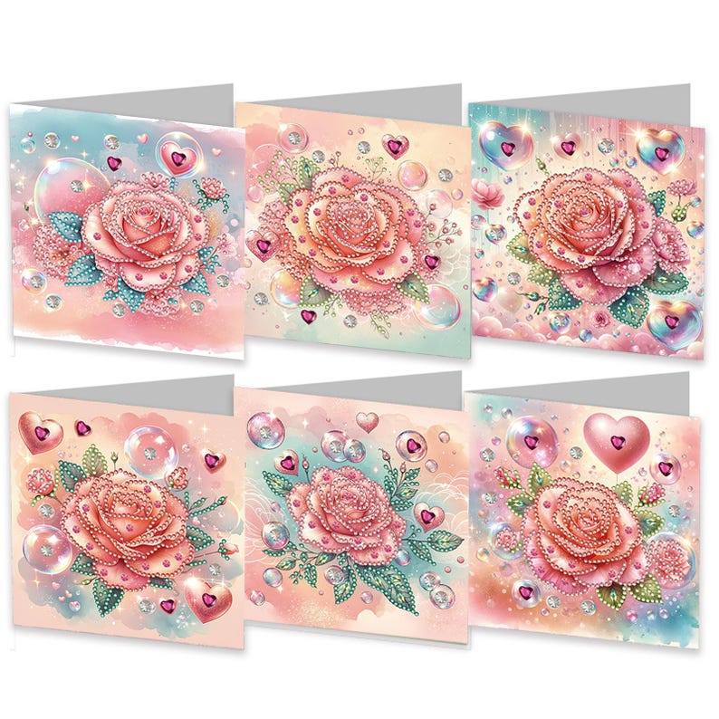 Diamond Painting Greeting Cards, Floral Tulips, Special Shape Drills (Set of 6)