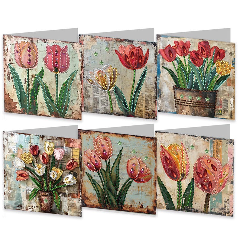 Christian Diamond Painting Greeting Cards Set, Religious DIY Craft Kit, Virgin Mary Cross Easter