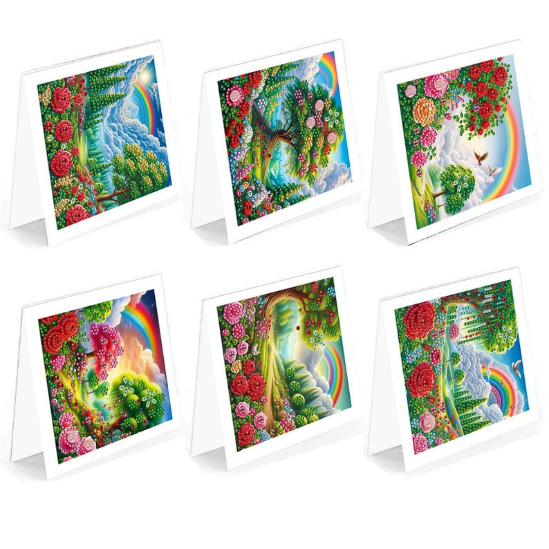 Diamond Painting Greeting Cards, Floral Tulips, Special Shape Drills (Set of 6)