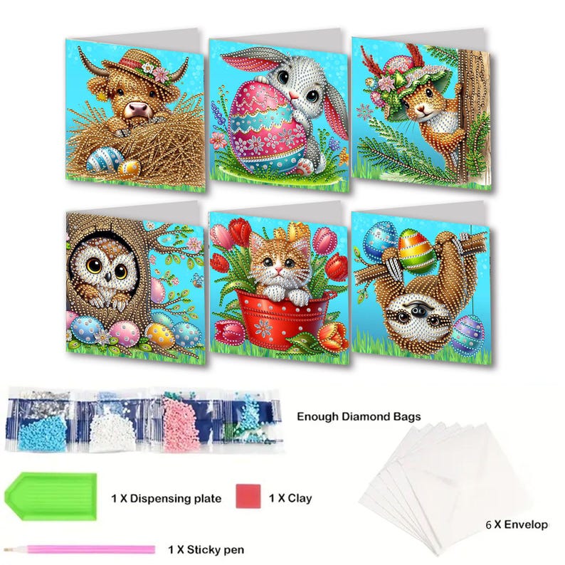Diamond Painting Cards Kit, Butterfly Rhinestone Greeting Cards, DIY Craft Set (Assorted Designs)