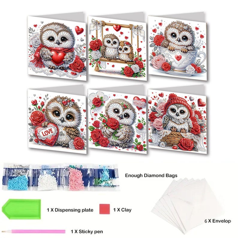 Diamond Painting Cards Kit, Butterfly Rhinestone Greeting Cards, DIY Craft Set (Assorted Designs)
