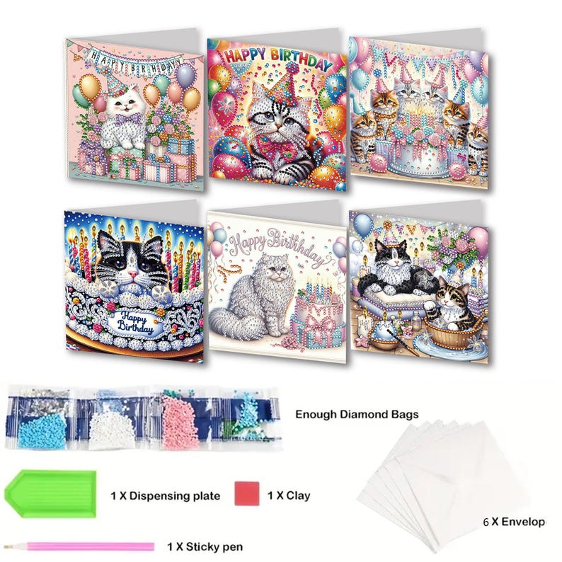 Diamond Painting Cards Kit, Butterfly Rhinestone Greeting Cards, DIY Craft Set (Assorted Designs)