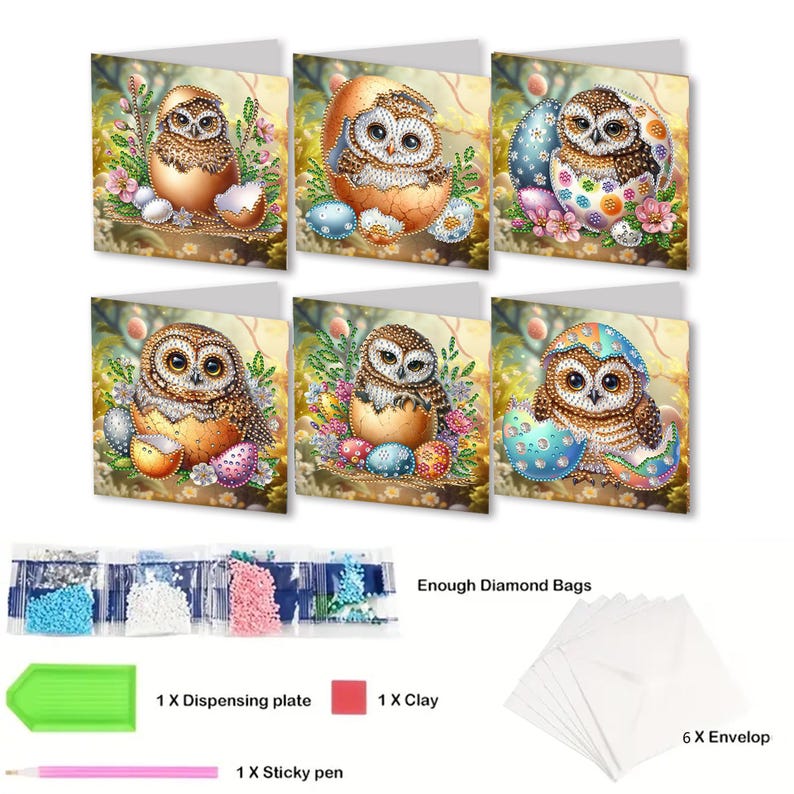 Diamond Painting Cards Kit, Butterfly Rhinestone Greeting Cards, DIY Craft Set (Assorted Designs)