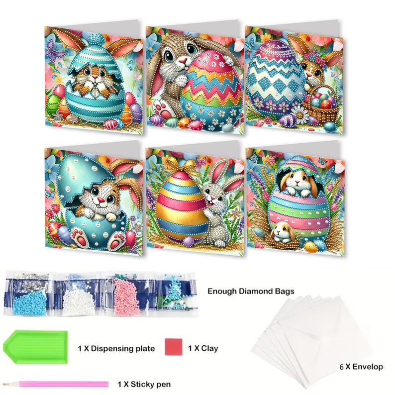 Diamond Painting Cards Kit, Butterfly Rhinestone Greeting Cards, DIY Craft Set (Assorted Designs)