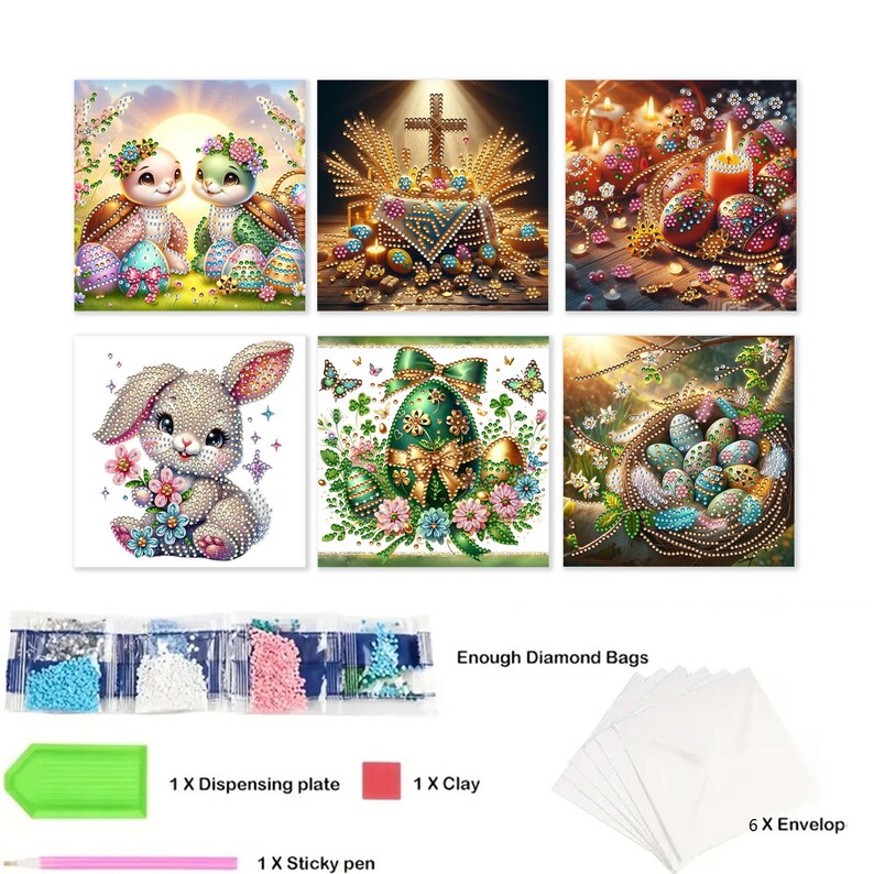 Diamond Painting Cards Kit, Butterfly Rhinestone Greeting Cards, DIY Craft Set (Assorted Designs)