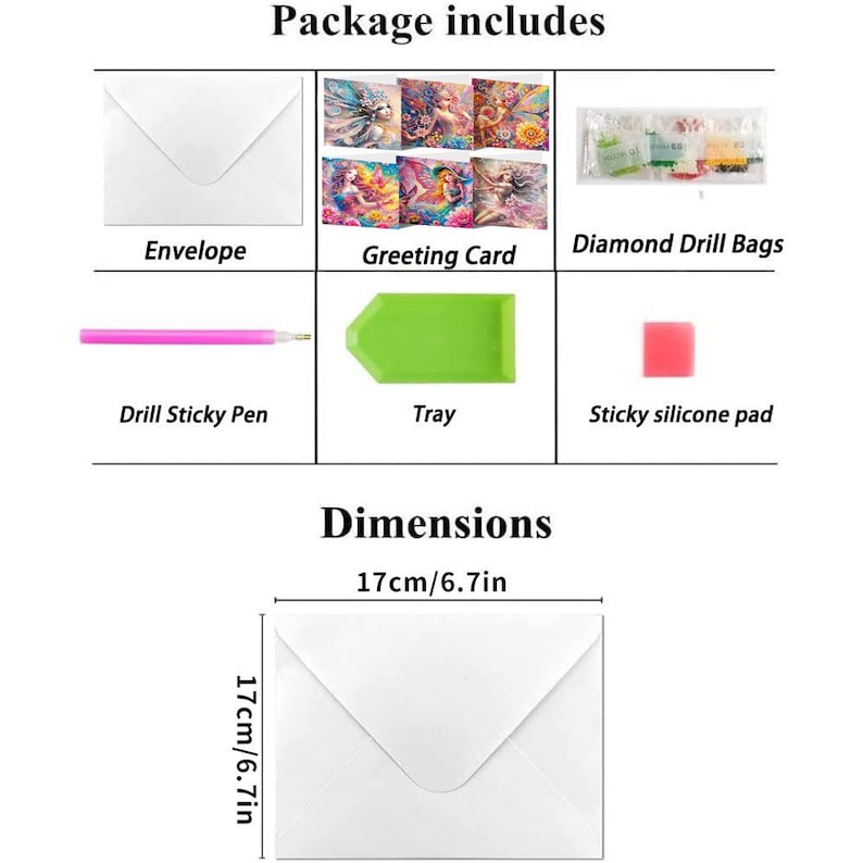 Fantasy Fairy Diamond Painting Greeting Cards Kit, Rhinestone Art Craft Cards (6x12in)