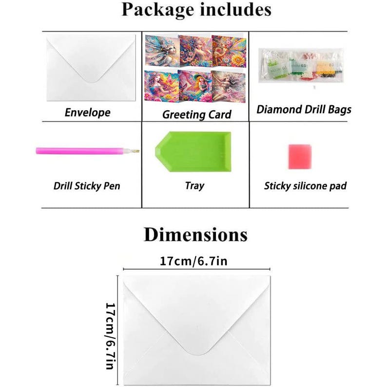 Fantasy Fairy Diamond Painting Greeting Cards Kit, Rhinestone Art Craft Cards (6x12in)