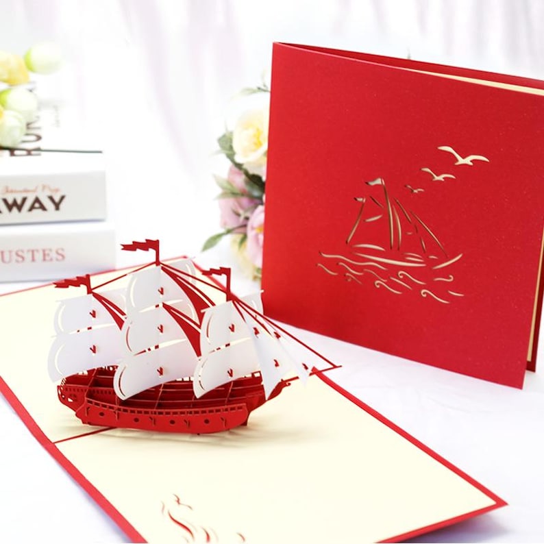 Sailboat Pop Up Card, Nautical Greeting Card for Birthdays, Congratulations and Keepsake Gift Giving