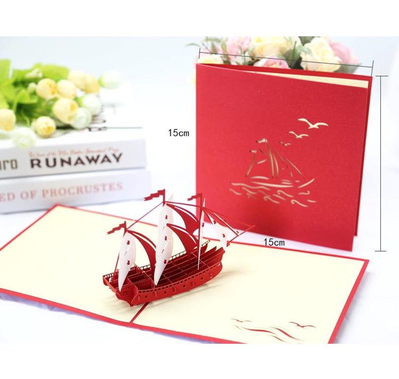 Sailboat Pop Up Card, Nautical Greeting Card for Birthdays, Congratulations and Keepsake Gift Giving