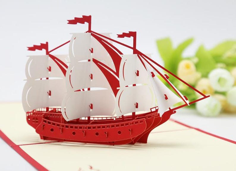 Sailboat Pop Up Card, Nautical Greeting Card for Birthdays, Congratulations and Keepsake Gift Giving