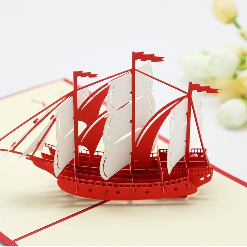 Sailboat Pop Up Card, Nautical Greeting Card for Birthdays, Congratulations and Keepsake Gift Giving