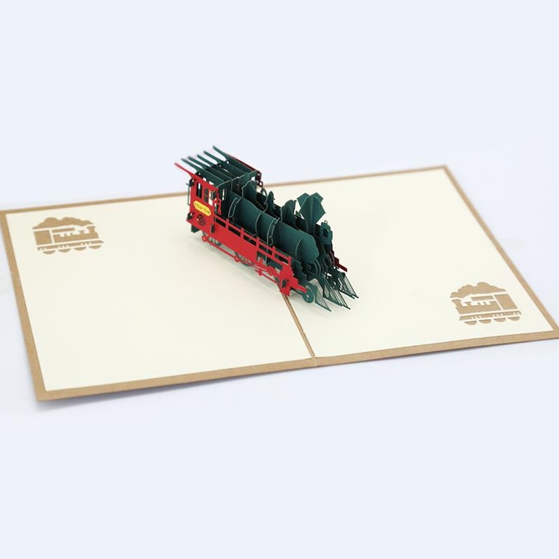 Vintage Locomotive Pop Up Card, 3D Steam Train Birthday Greeting, Railway Enthusiast Gift