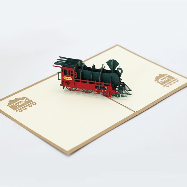 Vintage Locomotive Pop Up Card, 3D Steam Train Birthday Greeting, Railway Enthusiast Gift