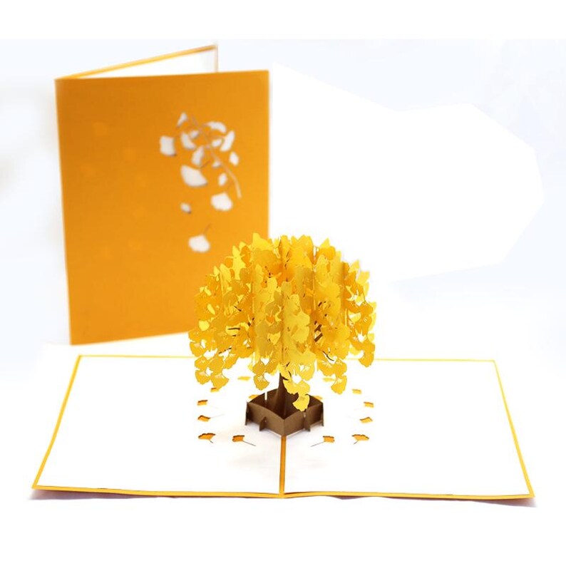 Ginkgo Pop Up Card, Botanical Tree Sculpture Greeting, Thank You Notes