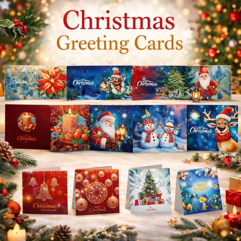 DIY Diamond Painting Greeting Cards Kit, Handmade Craft Cards with Envelopes
