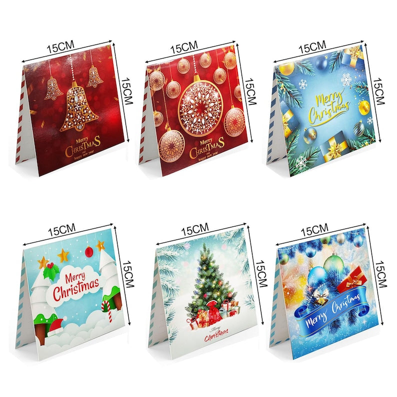 Christmas Diamond Painting Greeting Cards Kit, Festive 5D Art Cards with Envelopes