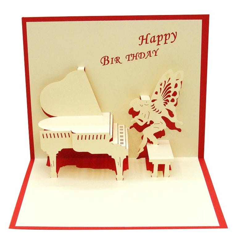 Piano Angel 3D Pop Up Card Elegant Music Greeting Card Gift for Mom