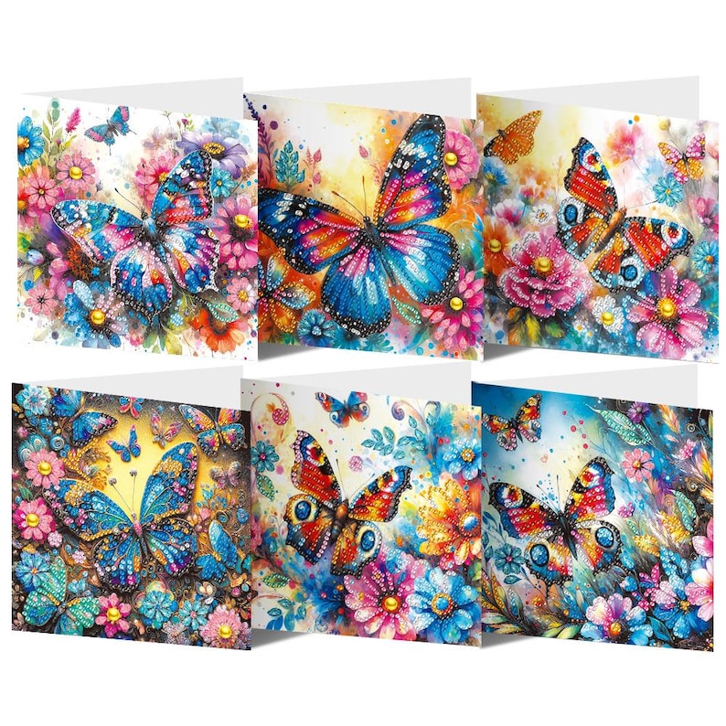 Butterfly Diamond Painting Card Kit: Beginner Craft, Soft Colors, Paper & Acrylic Drills