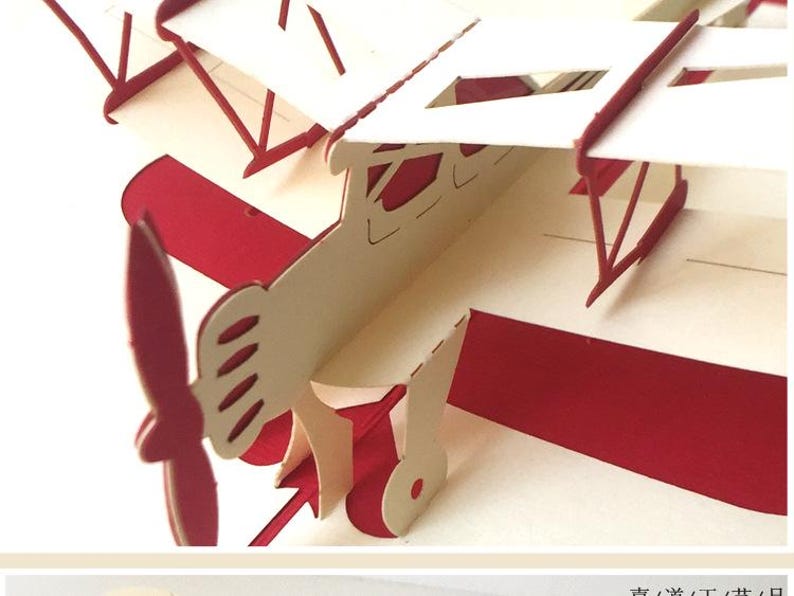 3D Airplane Pop Up Card, Handmade Aircraft Greeting, Vintage Plane Birthday (Kids, Aviation Lovers)