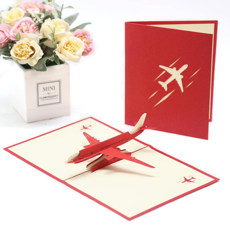 3D Airplane Pop Up Card, Handmade Aircraft Greeting, Vintage Plane Birthday (Kids, Aviation Lovers)