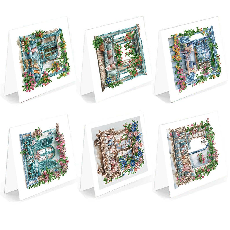 Diamond Painting Greeting Cards, Floral Tulips, Special Shape Drills (Set of 6)