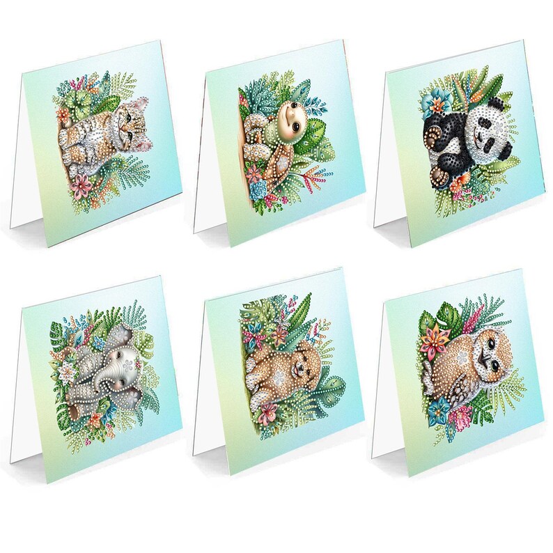 Diamond Painting Greeting Cards, Floral Tulips, Special Shape Drills (Set of 6)