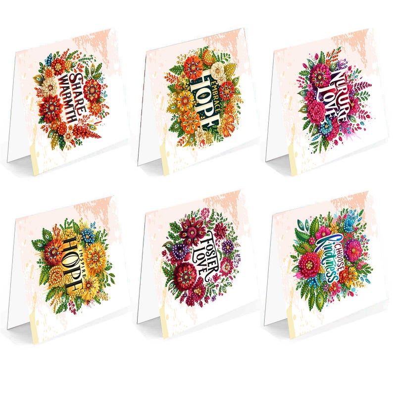 Diamond Painting Greeting Cards, Floral Tulips, Special Shape Drills (Set of 6)
