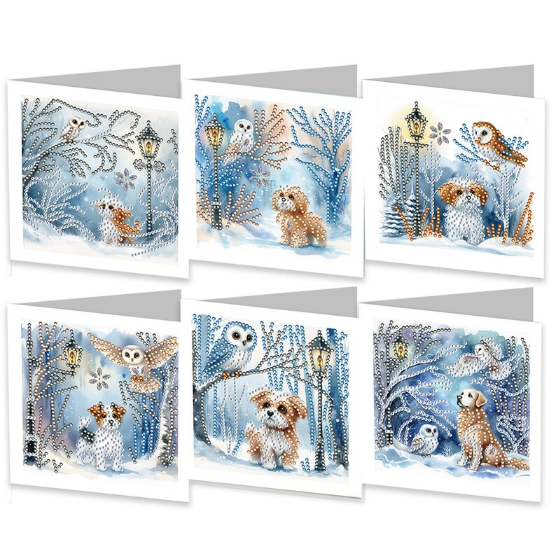Diamond Painting Greeting Cards, Floral Tulips, Special Shape Drills (Set of 6)