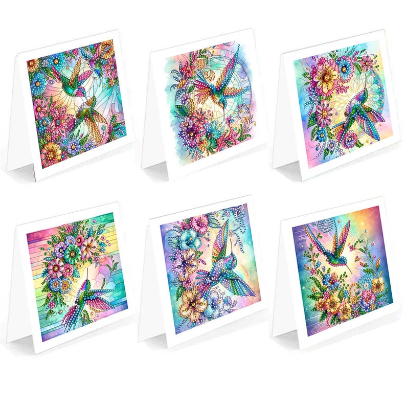 Diamond Painting Greeting Cards, Floral Tulips, Special Shape Drills (Set of 6)